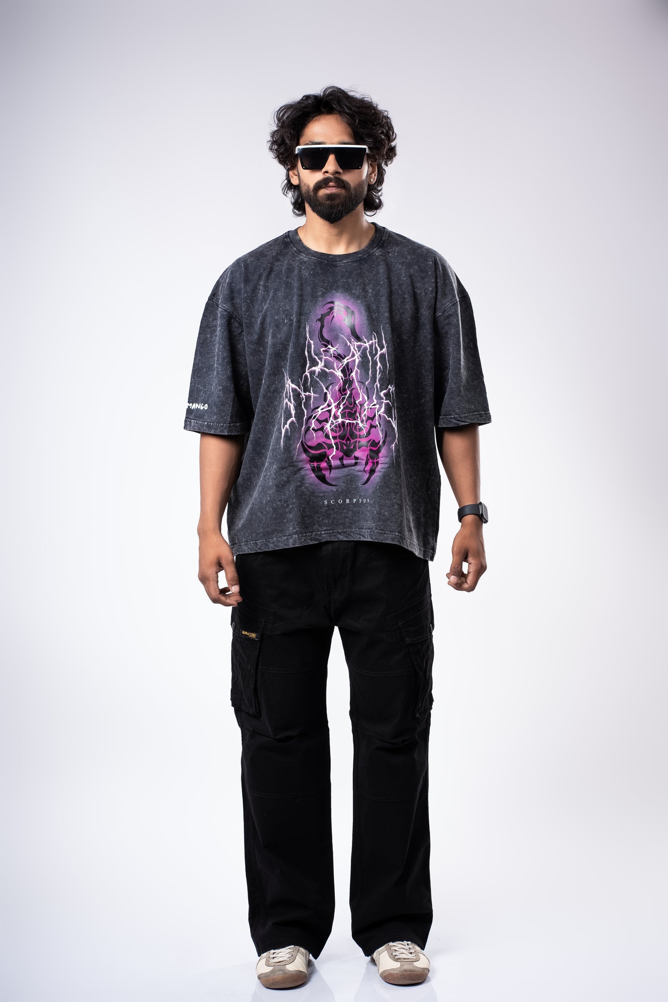 DEATH STALKER ACID WASH OVERSIZE TEE