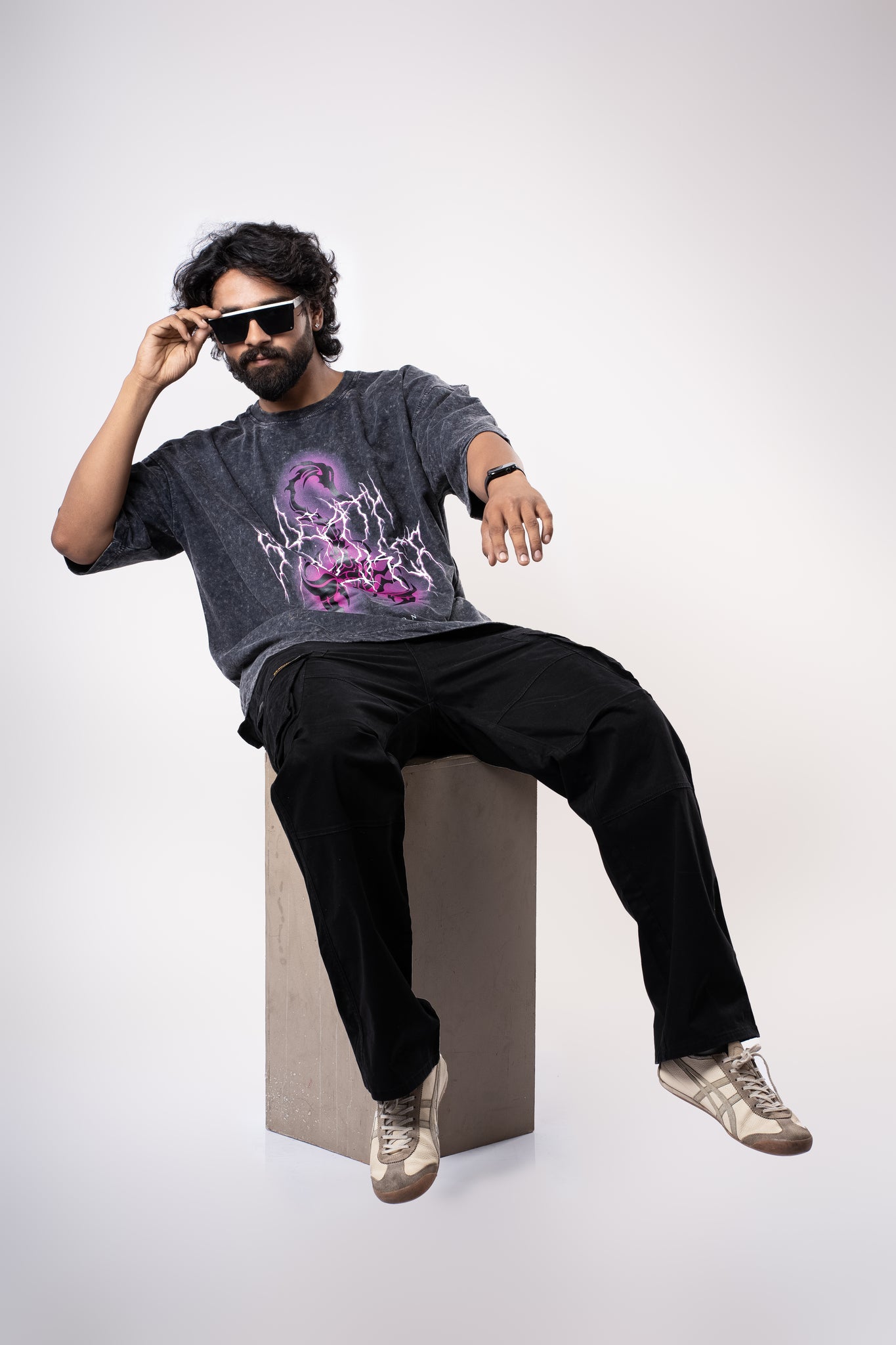 DEATH STALKER ACID WASH OVERSIZE TEE