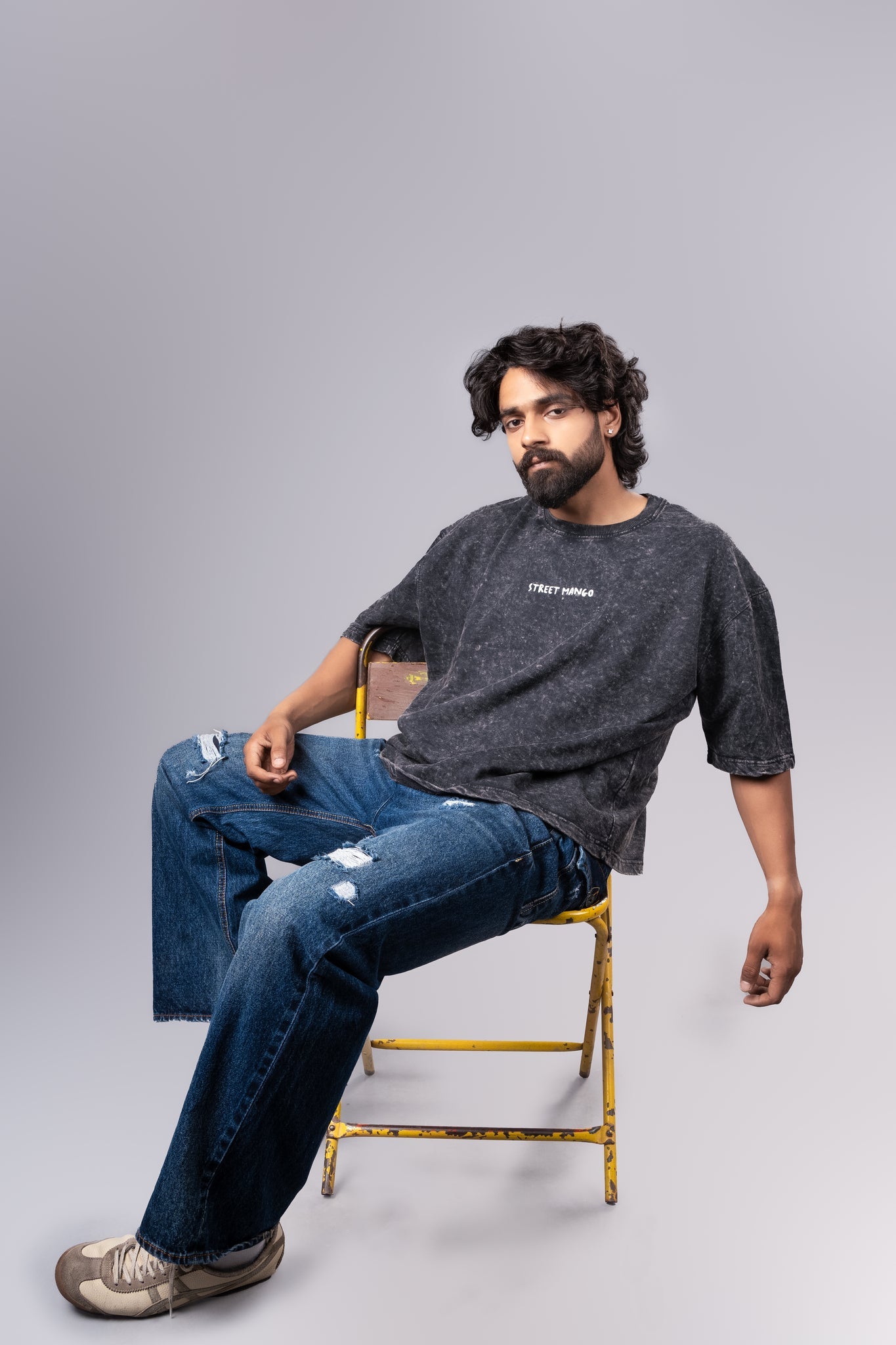 PLAIN ACID WASH OVERSIZE TEE