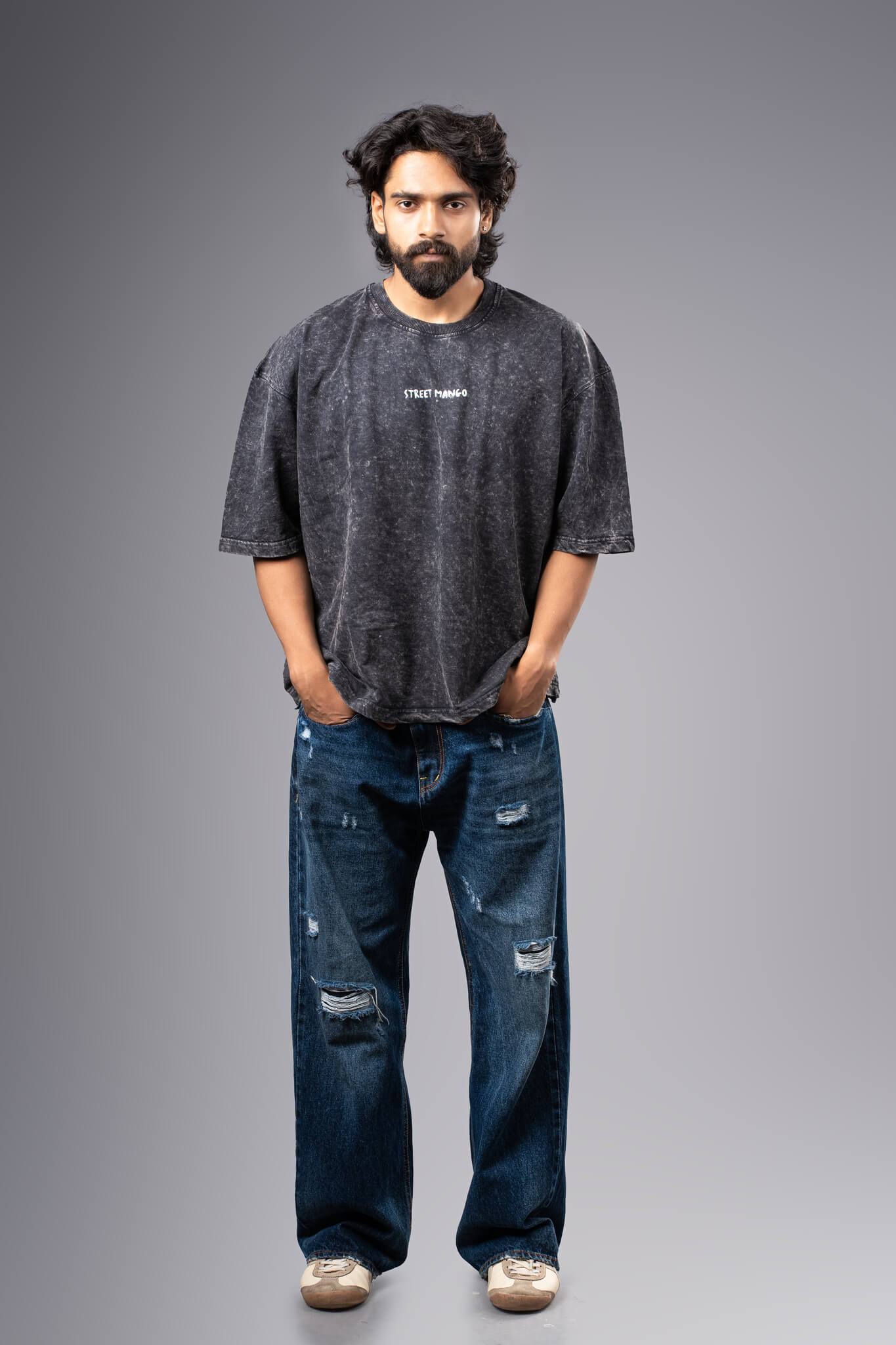 PLAIN ACID WASH OVERSIZE TEE