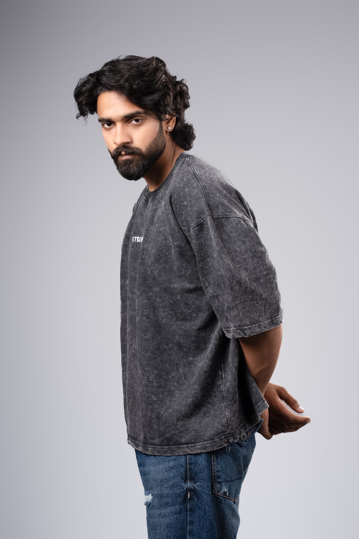 PLAIN ACID WASH OVERSIZE TEE