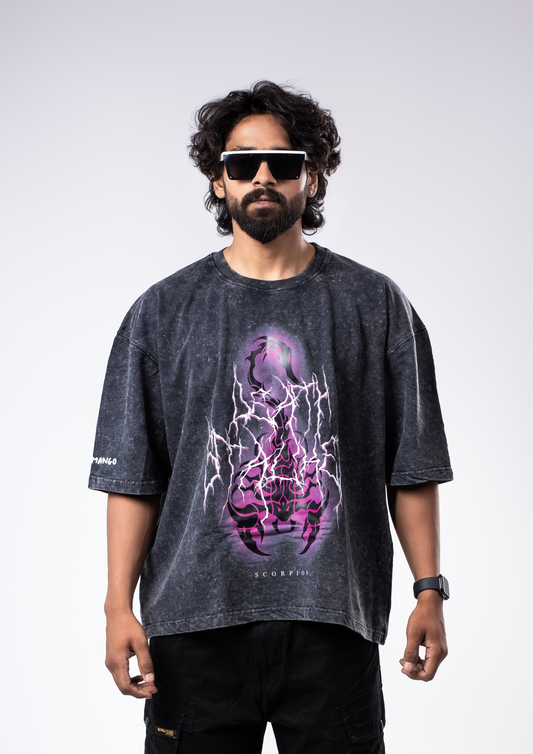 DEATH STALKER ACID WASH OVERSIZE TEE