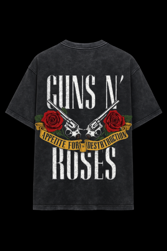 GUNS & ROSES ACID WASH OVERSIZE TEE